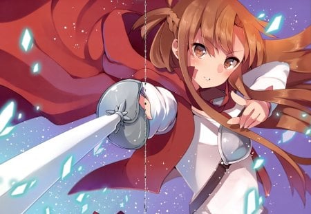 Yuuki Asuna - anime, long hair, cape, sword art online