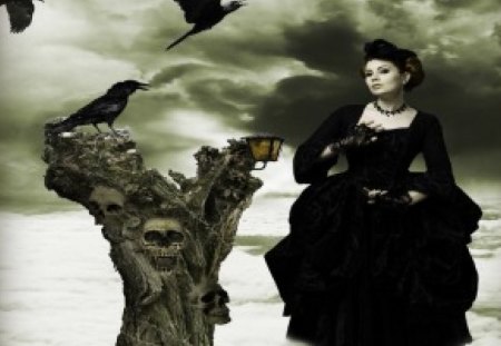 Mysteria - Raven, Fantasy, Lady, mystic