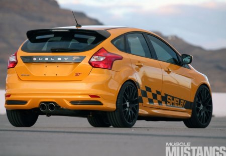 2013-Shelby-Ford-Focus - ford, stripe, black wheels, yellow orange