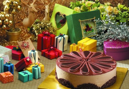 *** Sweet party *** - cake, presents, party, sweet, gifts