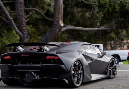 lamborghini - car, road, lamborghini, black