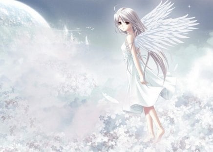 anime angel en el cielo - anime, cielo, angel, clouds