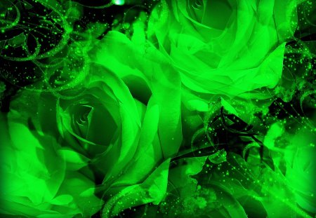 ♥ ~ღ.Green Fairy Roses.ღ~  ♥ - flowers, roses, nature, fairy roses, unusual, romantic, green, love