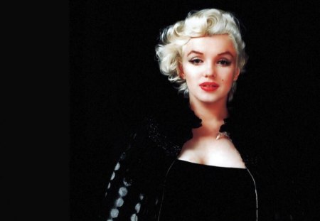 Marilyn Monroe - hollywood, famous, actress, movie star, marilyn monroe, gorgeous, pretty, red lipstick, black outfit, blonde