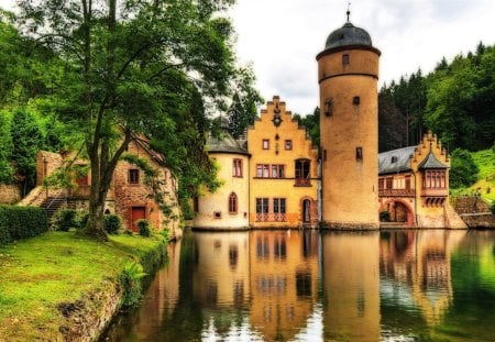 Lakeside-castle - side, lake, amazing, castle, green