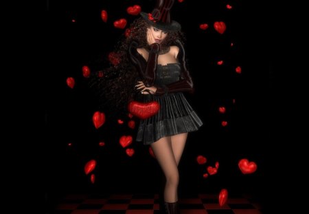 Witchcraft - abstract, girl, witchcraft, 3D, hearts