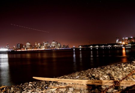 lac - lake, city, night, lights