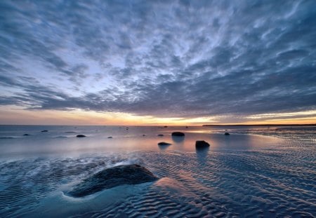 Sunset - sky, beach, clouds, sunset, sea