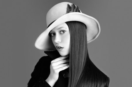 * - girl, hat, portrait, photography, wp, bw