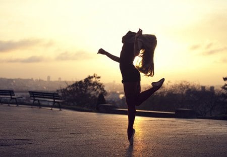 Dancing in the Street - stret, woman, ballet, dance, dancing