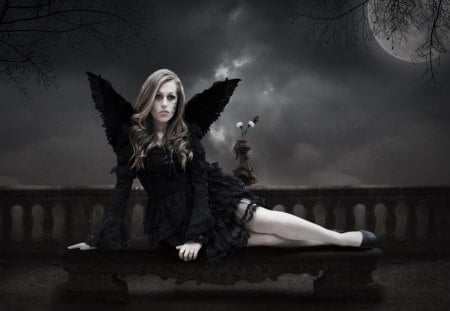 Waiting Angel - dark, fantasy, wait, angel