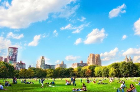 glorious day in hyde park london hdr - people, lawn, clouds, city, park, hdr