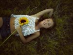 *** Redhead girl with sunflower ***