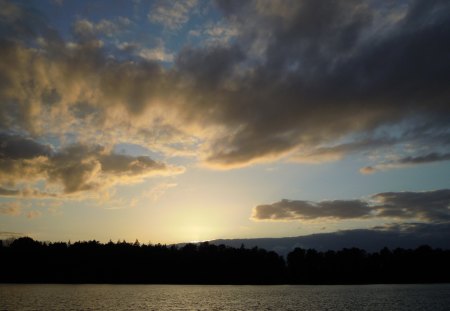 Sunset Over The Lake - lake, poland, sunset, mazury