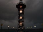 modern lighthouse in a storm