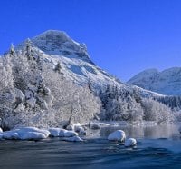 mountain river in winter