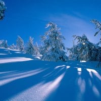 Winter with snow on a mountain