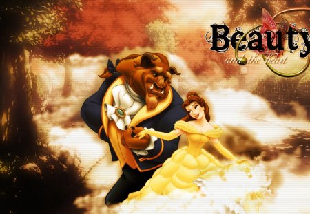 ~Beauty & The Beast~ - beauty, love, romance, belle, yellow dress, movie, woods, beast, prince, princess, disney