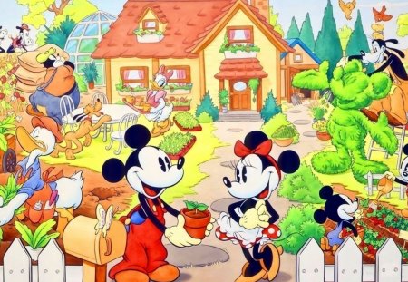 ~Home Sweet Home~ - donald, minnie, colorful, daisy, mickey, home, pluto, goofy, disney, house, cute, pete