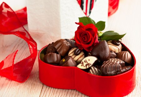 With Love - with love, roses, valentines day, for you, chocolate, rose, red rose