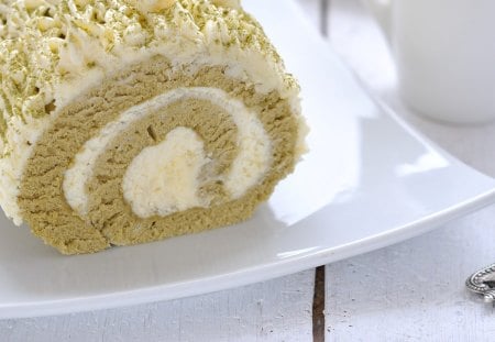 *** Pistachio roulade and coffee *** - roulade, fresh, coffee, pistachio, food