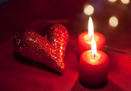 Romance - bokeh, candle, romantic, heart, candles, light, romance, valentines day