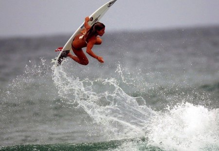 Beach-air - woman, beach, ocean, surf