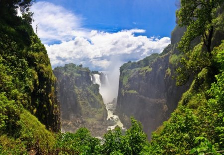 Deep Valley - sky, gree, valley, mountain