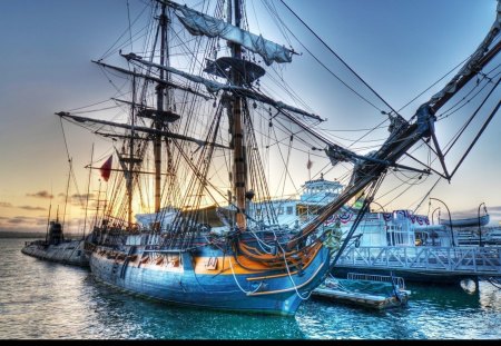 san diego harbor - harbor, san diego, hdr, sailing ship