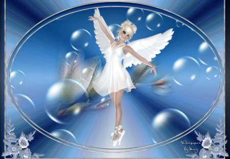 Fantasy Ballerina 1600x1200 - lilies, lily, fairies, fairy, bubbles, fantasy, dancing