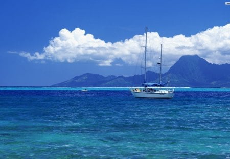 The Sailboat - ocean, sailboat, sea, paradise