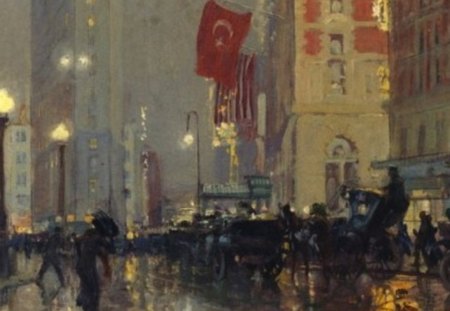 Charles Hoffbauer - Times Square at Night - Twentieth Century, American, Painting, New York