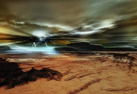 Thunderstorm - thunderstorm, landscape, clouds, rocks