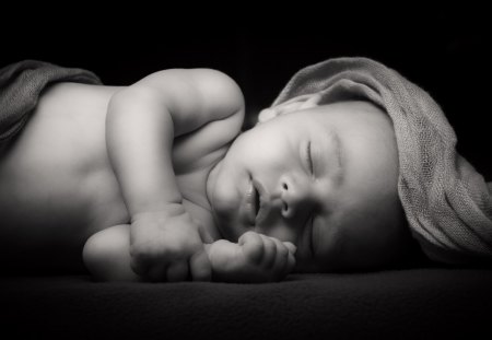 Sleeping child - sleeping, hands, child, pans