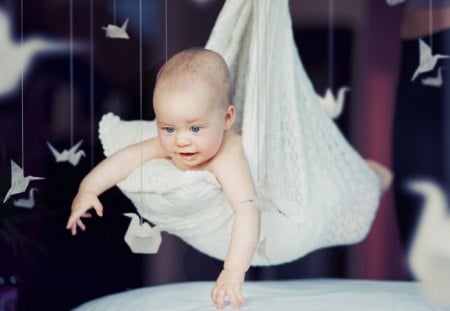 The child - fun, hands, child, shawl