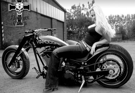 girl and bike - sexy, blonde, girl, bike