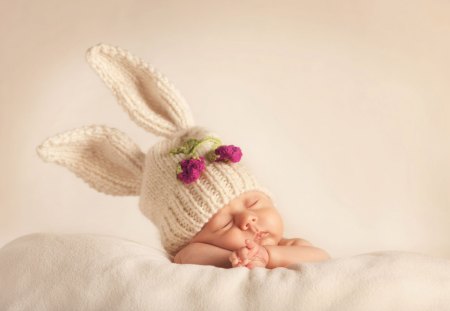 Spring baby - rabbit, adorable, baby, human, cute, spring