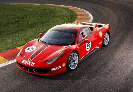 ferrari 458 challenge - red, sports, road, ferrari