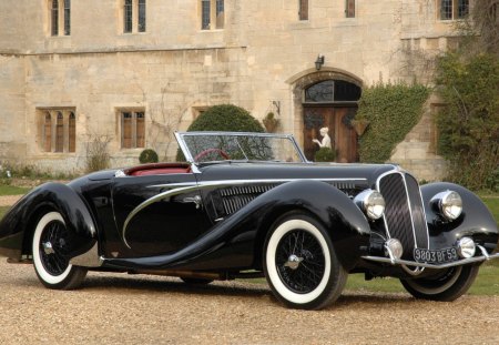 delahaye 135 ms cabriolet - grass, delahaye, car, classic