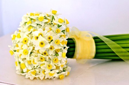 Spring bouquet - flowers, yellow, te a te, narcissus, spring, bouquet