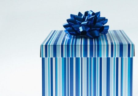 Pure blue gift box - ribbon, box, gift, photo, blue