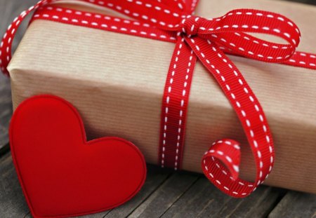 Gift box - gift, box, heart, red, ribbon