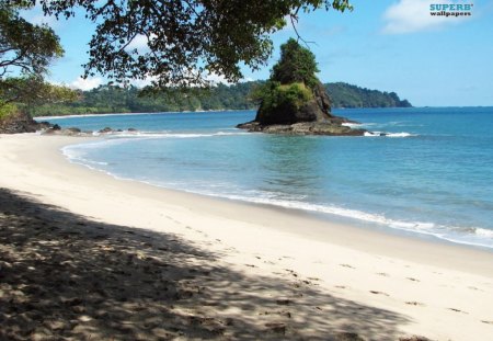 ~Manuel Antonio~ - ocean, beach, landscape, paradise, water, summer, shore, nature, shade, manuel antonio, tree, sand