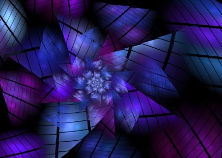 Pure Blue - Purple, Fractal, Flower, Blue