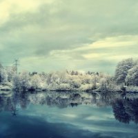 frosty winter morning on the lake