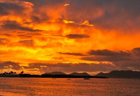 fiery dawn in anguilla - sky, island, fiery, sea, dawn