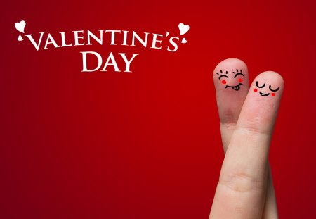 â™¥â™¥â™¥ Valentine\'s Day â™¥â™¥â™¥ - day, red background, fingers, funny, face, valentines, valentines day, holiday, words, meassage, happy