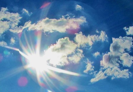 Circle Of Clouds - white, nature, abstract, sky, clouds, sun, sphere