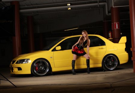 mitsubishi lancer - girls, lancer, car, model