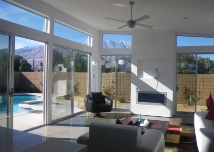 Mid Century Modern House - real estate, open plan, swimming, mountains, contemporary, property, luxury, modern, home, jacuzzi, palm springs, desert, house, pool, tub, mid century